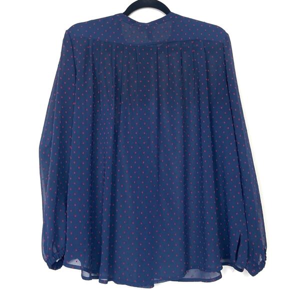 Kut From The Kloth Blue & Red Mini Polka Dot Button Down Size Small - Picture 3 of 4